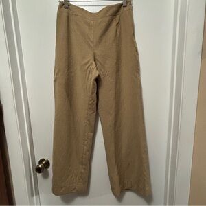 Talbots Signature  Size 6 Petite Tan Lined Wool Career Pants Flat Front Side Zip